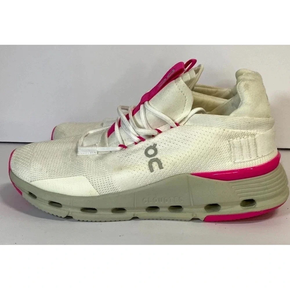 On Cloudnova 26.98495 Women's Sneakers 7M White Carnation Athletic Running Shoe